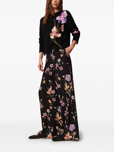 TWINSET floral trousers - Black