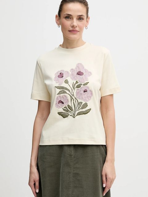 United Colors of Benetton t-shirt bawełniany damski kolor beżowy 3DCJD10B5 - zdjęcie produktu nr 1