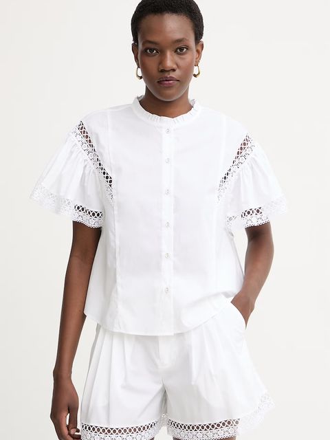 Twinset bluzka z falbanką damska bawełniana - zdjęcie produktu nr 1