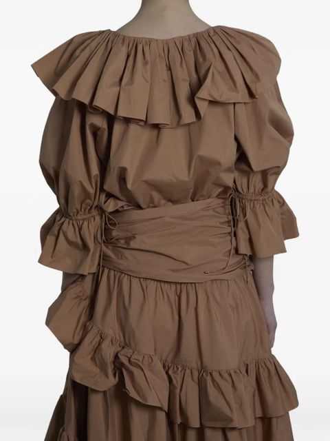 Chloé ruffled tiered midi skirt - Brown