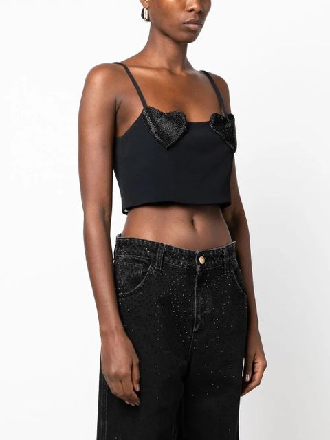 Blumarine heart-patch crop-top - Black