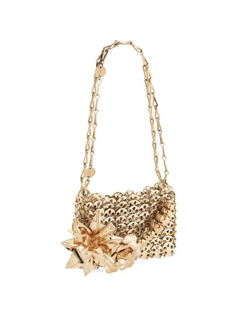 Rabanne nano 1969 flower-appliqué shoulder bag - Gold