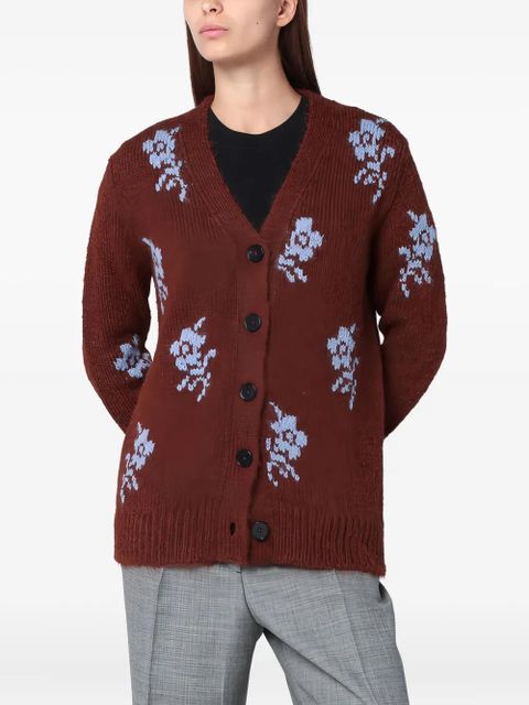 Jil Sander floral-print cardigan - Brown - zdjęcie produktu nr 1