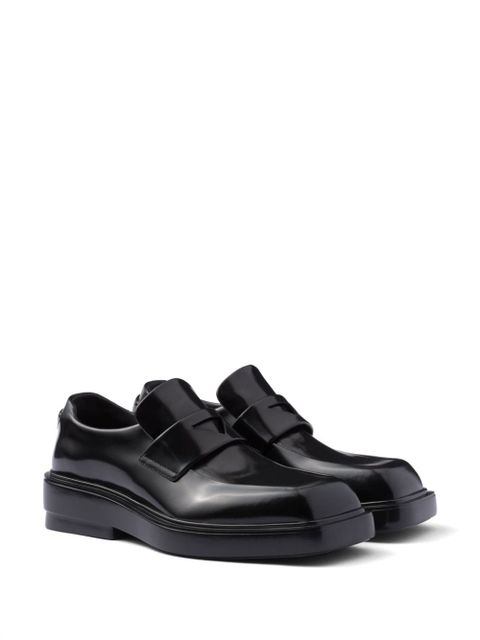 Prada triangle-patch leather loafers - Black - zdjęcie produktu nr 2