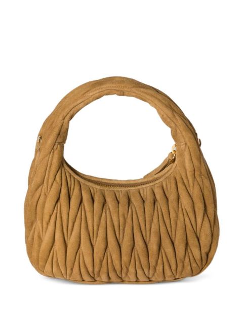 Miu Miu Wander matelassé suede shoulder bag - Brown - zdjęcie produktu nr 1