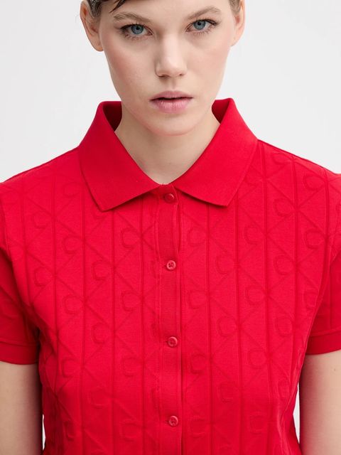 Calvin Klein Jeans kardigan bawełniany damski kolor czerwony lekki LV044D209G - zdjęcie produktu nr 2