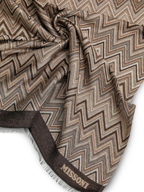 Missoni chevron fringed scarf - Brown