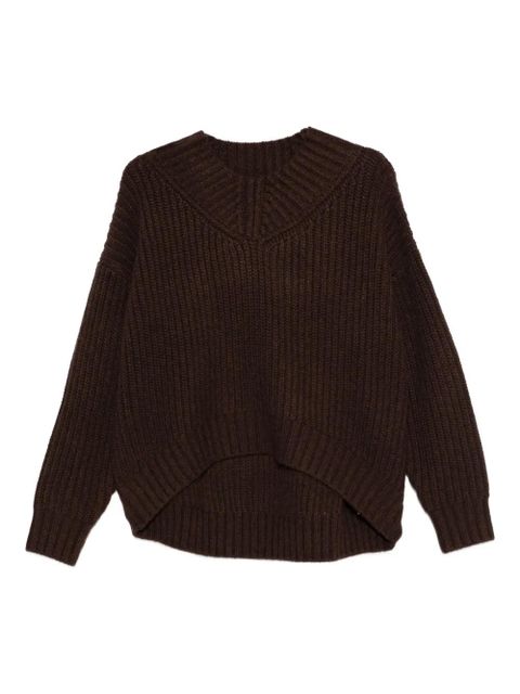 STAUD ribbed V-neck sweater - Brown - zdjęcie produktu nr 1