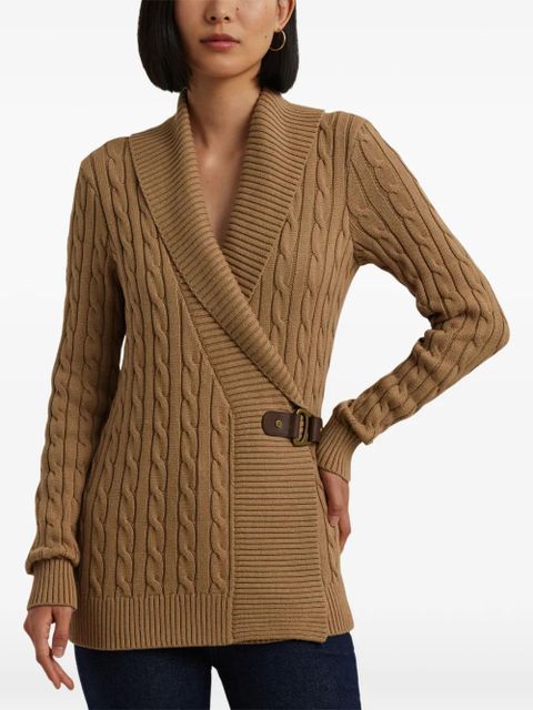 Lauren Ralph Lauren cable-knit buckled cardigan - Neutrals