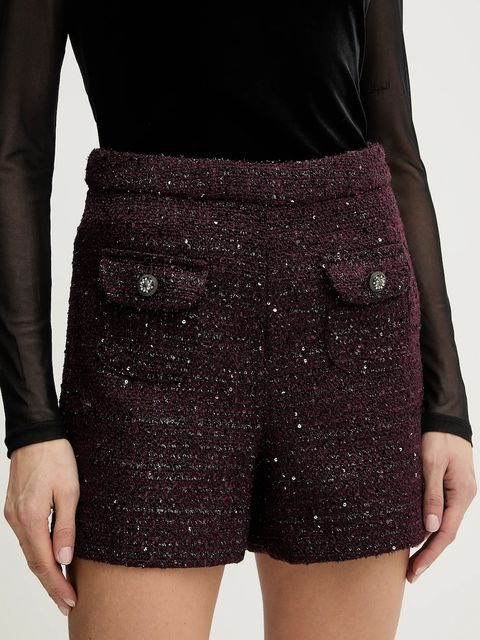 Morgan szorty damskie kolor bordowy wzorzyste high waist SHIKAVA - zdjęcie produktu nr 1