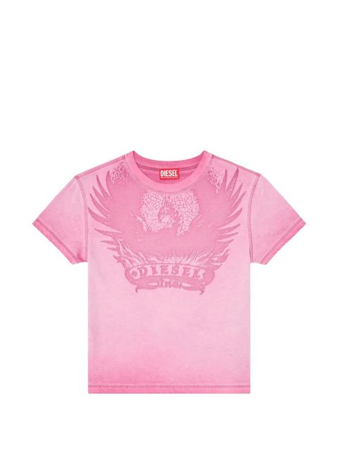 Diesel dévoré-phoenix cover-stitched cotton T-shirt - Pink - zdjęcie produktu nr 1