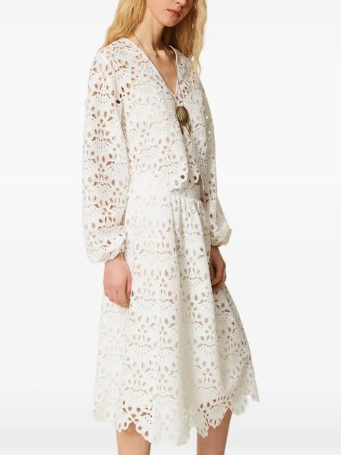 TWINSET woven midi skirt - White