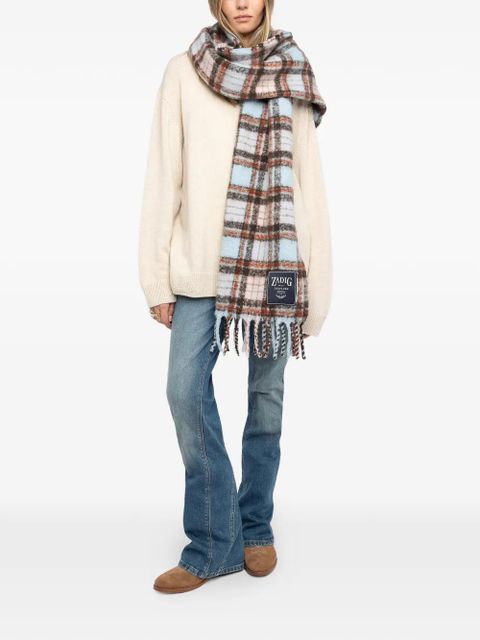 Zadig&Voltaire tartan fringed scarf - Blue