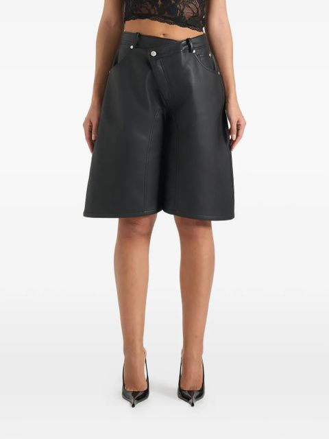 Manière De Voir Hazel eiffel-button wrap-over bermuda shorts - Black