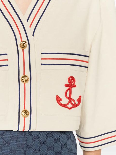 Gucci Anchor-appliqué cropped cardigan - Neutrals