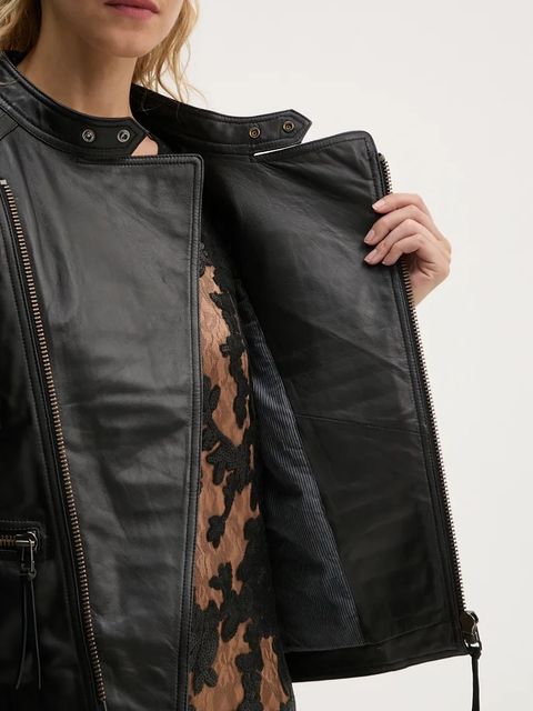 MUNTHE ramoneska skórzana TWEEKIE damska kolor czarny przejściowa 243152224304