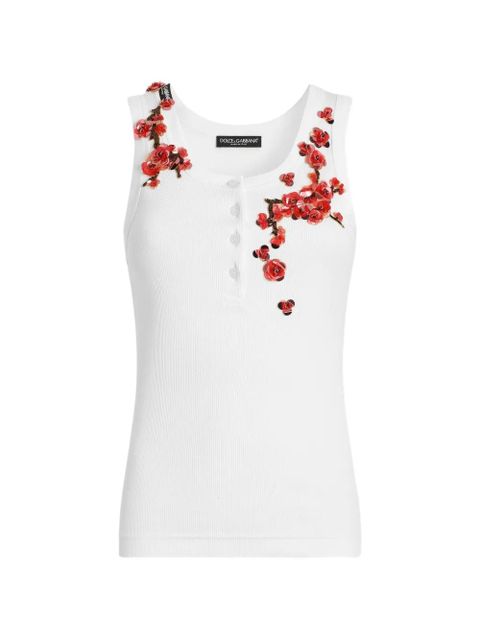 Dolce & Gabbana floral-applique buttoned tank top - White - zdjęcie produktu nr 1