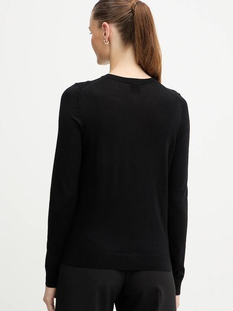 BOSS sweter wełniany damski kolor czarny lekki 50544987