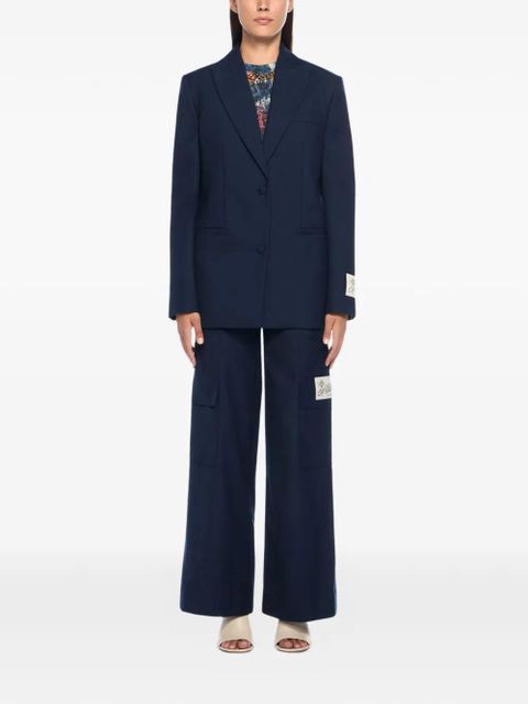 Off-White label-patch blazer - Blue - zdjęcie produktu nr 1