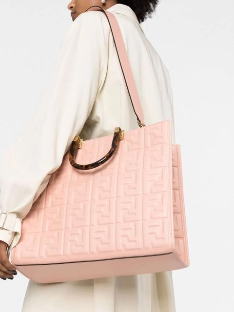 FENDI embossed-FF logo tote bag - Pink