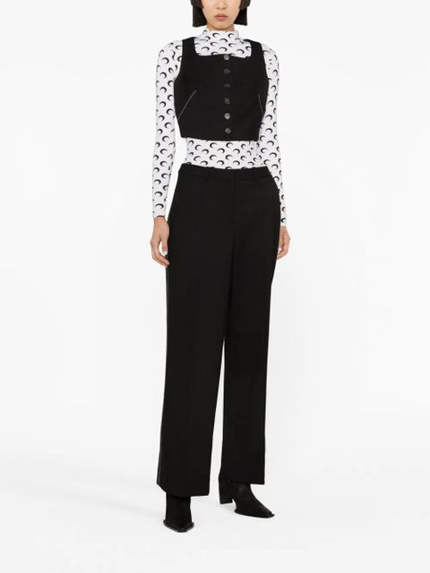 Marine Serre wide-leg tailored trousers - Black