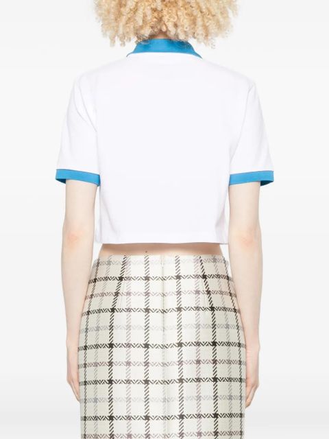 Versace cropped trim polo shirt - White