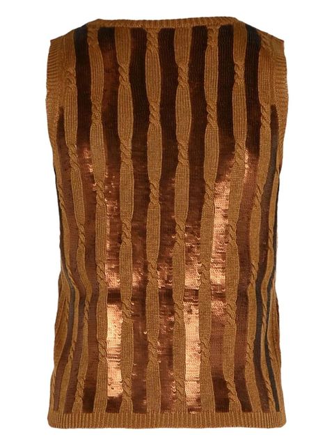 Max Mara sequin-embellishment cable-knit top - Brown