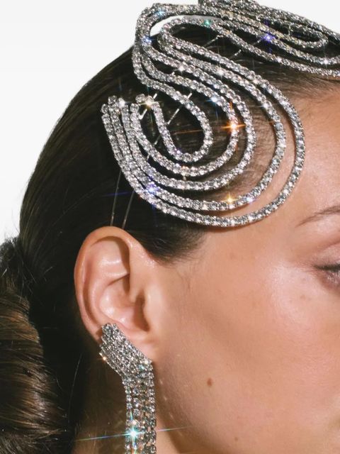 Jennifer Behr rhodium-plated crystal claudette headpiece - Silver