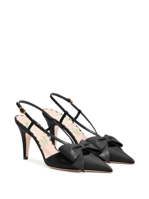 Valentino Garavani Bowow slingback pumps in kidskin 85mm - Black - zdjęcie produktu nr 2