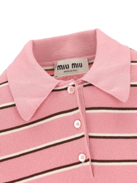 Miu Miu striped-pattern polo top - Pink