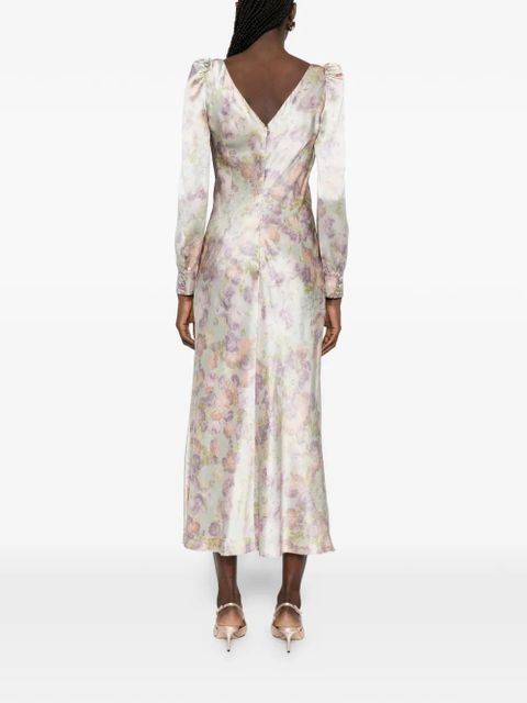 Alessandra Rich bow floral silk midi dress - Neutrals