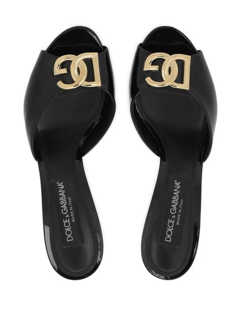 Dolce & Gabbana 85mm patent-leather mules - Black