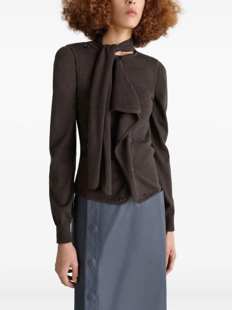 LEMAIRE tie-neck knitted vest - Brown