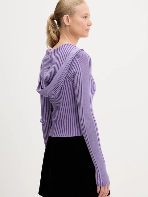 Tommy Jeans kardigan damski kolor fioletowy lekki DW0DW20974