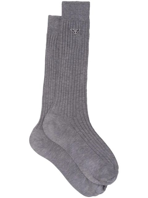 Prada fine-ribbed cotton socks - Grey - zdjęcie produktu nr 1