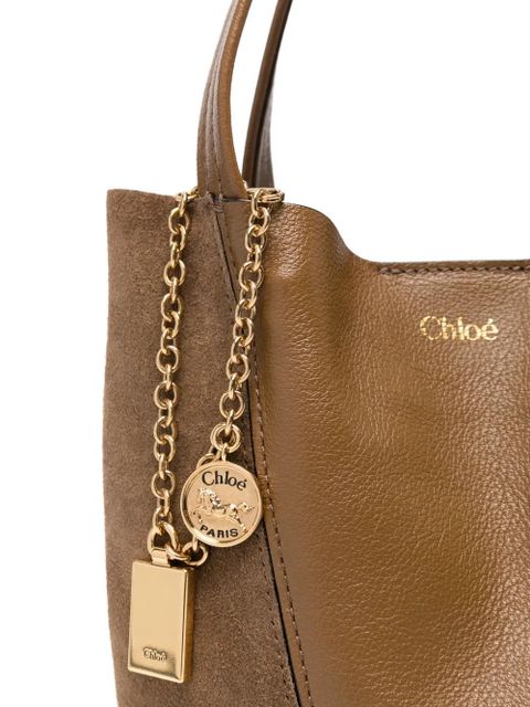 Chloé small Spin grained-leather tote bag - Brown
