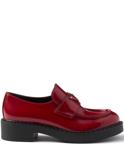 Prada leather logo loafers - Red - zdjęcie produktu nr 1
