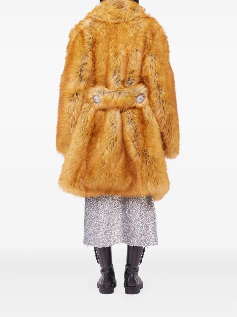 Rabanne embellished-lapel fur coat - Yellow