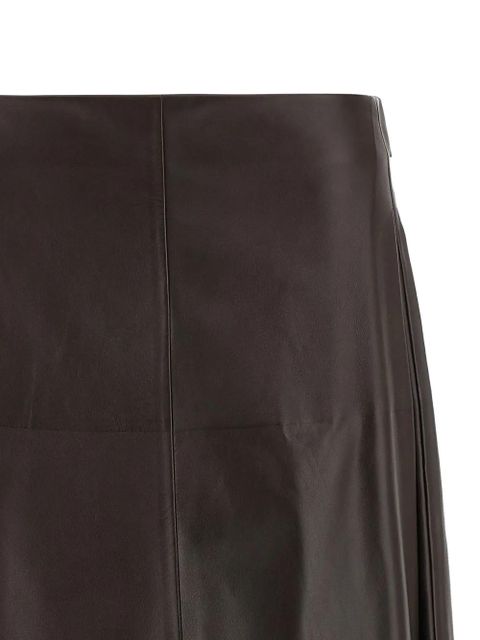 The Row Hedora flared leather midi skirt - Brown