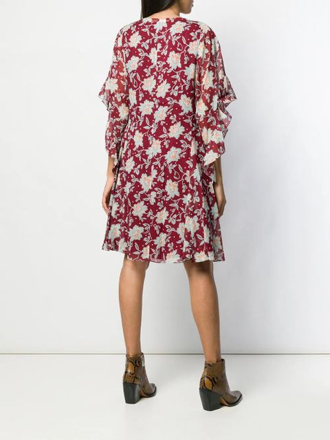 Chloé floral frill sleeve dress - Red