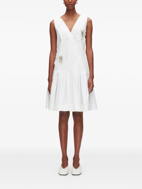 3.1 Phillip Lim floral appliqué V-neck mini dress - White
