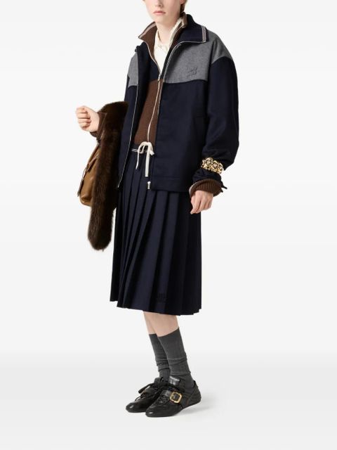 Miu Miu pleated embroidered midi skirt - Blue - zdjęcie produktu nr 2