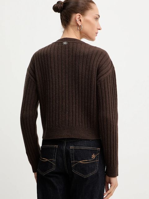 Liu Jo kardigan z dodatkiem wełny damski kolor brązowy ciepły MF5423 MS040