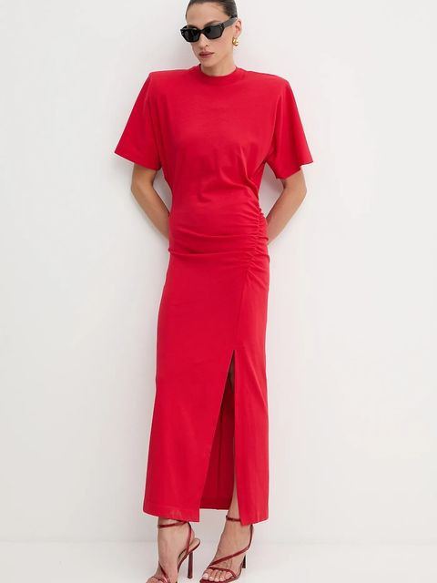 Pinko sukienka bawełniana kolor czerwony maxi dopasowana 105219 A2M2