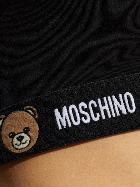Moschino logo-print cropped T-shirt - Black