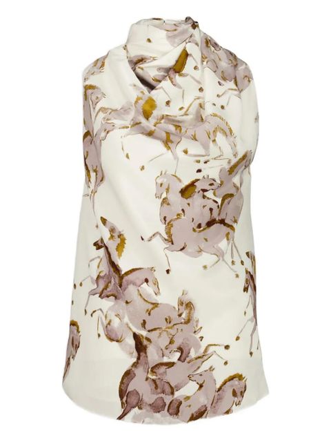 Altuzarra Sleary horse-print cowl-neck top - White - zdjęcie produktu nr 1