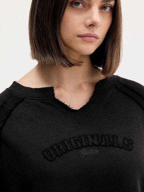 Guess Originals bluza bawełniana damska kolor czarny z aplikacją W5BQ27 KCPR1