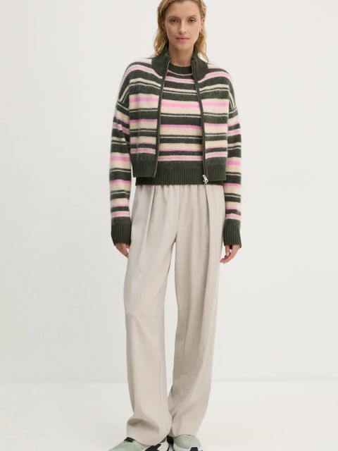 Samsoe Samsoe kardigan wełniany JEANNE kolor zielony lekki F23300143