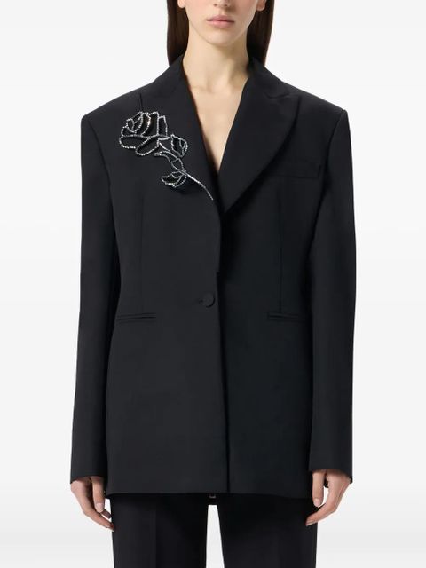 Blumarine embroidered-rose blazer - Black