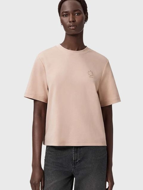 AllSaints t-shirt bawełniany damski kolor beżowy W220JC - zdjęcie produktu nr 1